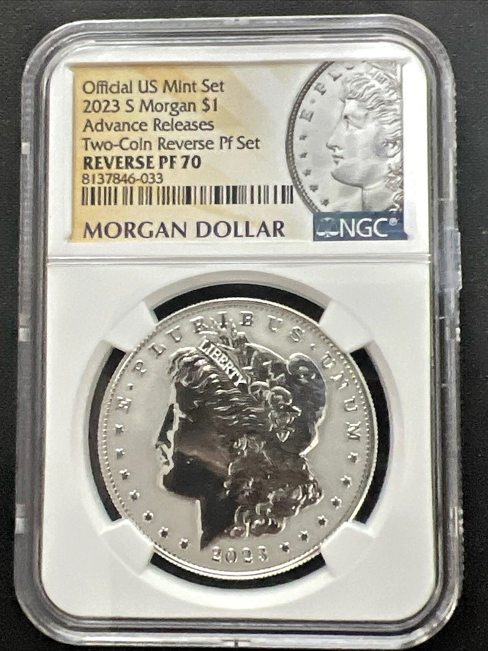 2023-S MORGAN SILVER DOLLAR REVERSE PROOF FINISH NGC PF 70 ADVANCE RELEASE